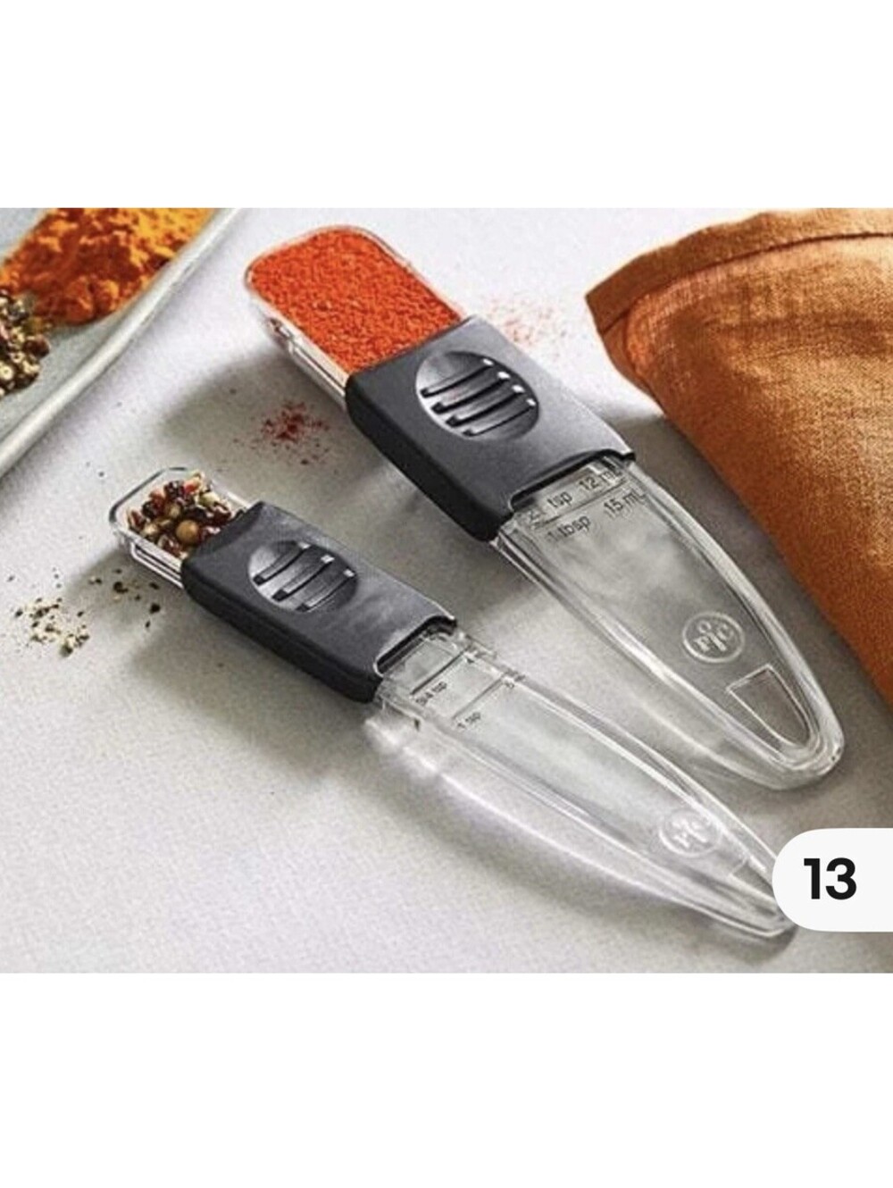 PAMPERED CHEF Adjustable Measuring Spoon Set of 2 #2258 Sliding Spoons New